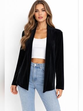 Jaclyn Smith: Black Velvet Open Cardigan Size S